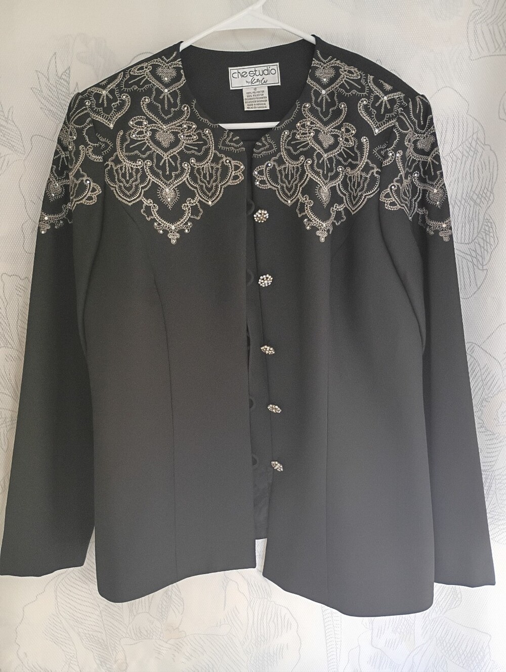 Che Studio Size 12 Black Embellished Evening Jacket